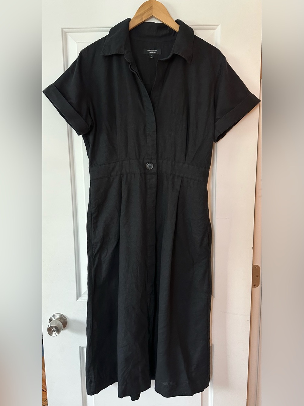 Banana Republic Black Midi Shirt Dress Size L